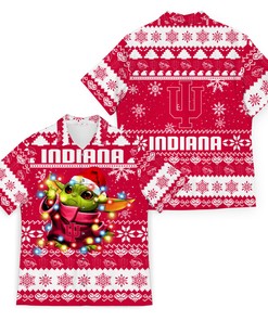 NCAA Indiana Hoosiers Baby Yoda Ugly Christmas Hawaiian Shirt - Unique Gift For Fans