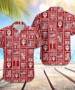 NCAA Indiana Hoosiers Crimson American Flag Hawaiian Shirt - Patriotic Design For Fans 