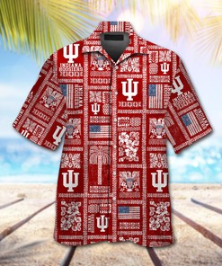 NCAA Indiana Hoosiers Crimson American Flag Hawaiian Shirt - Patriotic Design For Fans