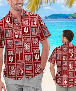 NCAA Indiana Hoosiers Crimson American Flag Hawaiian Shirt - Patriotic Design For Fans