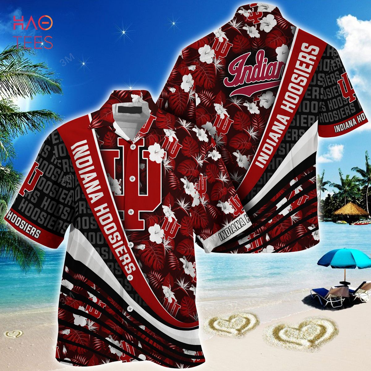 NCAA Indiana Hoosiers Crimson Black Hawaiian Shirt V2 - Perfect For Sports Enthusiasts
