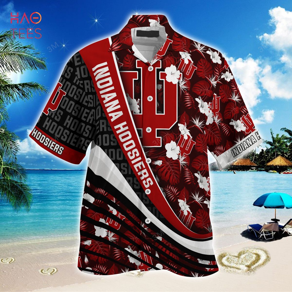 NCAA Indiana Hoosiers Crimson Black Hawaiian Shirt V2 - Perfect For Sports Enthusiasts