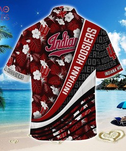 NCAA Indiana Hoosiers Crimson Black Hawaiian Shirt V2 - Perfect For Sports Enthusiasts