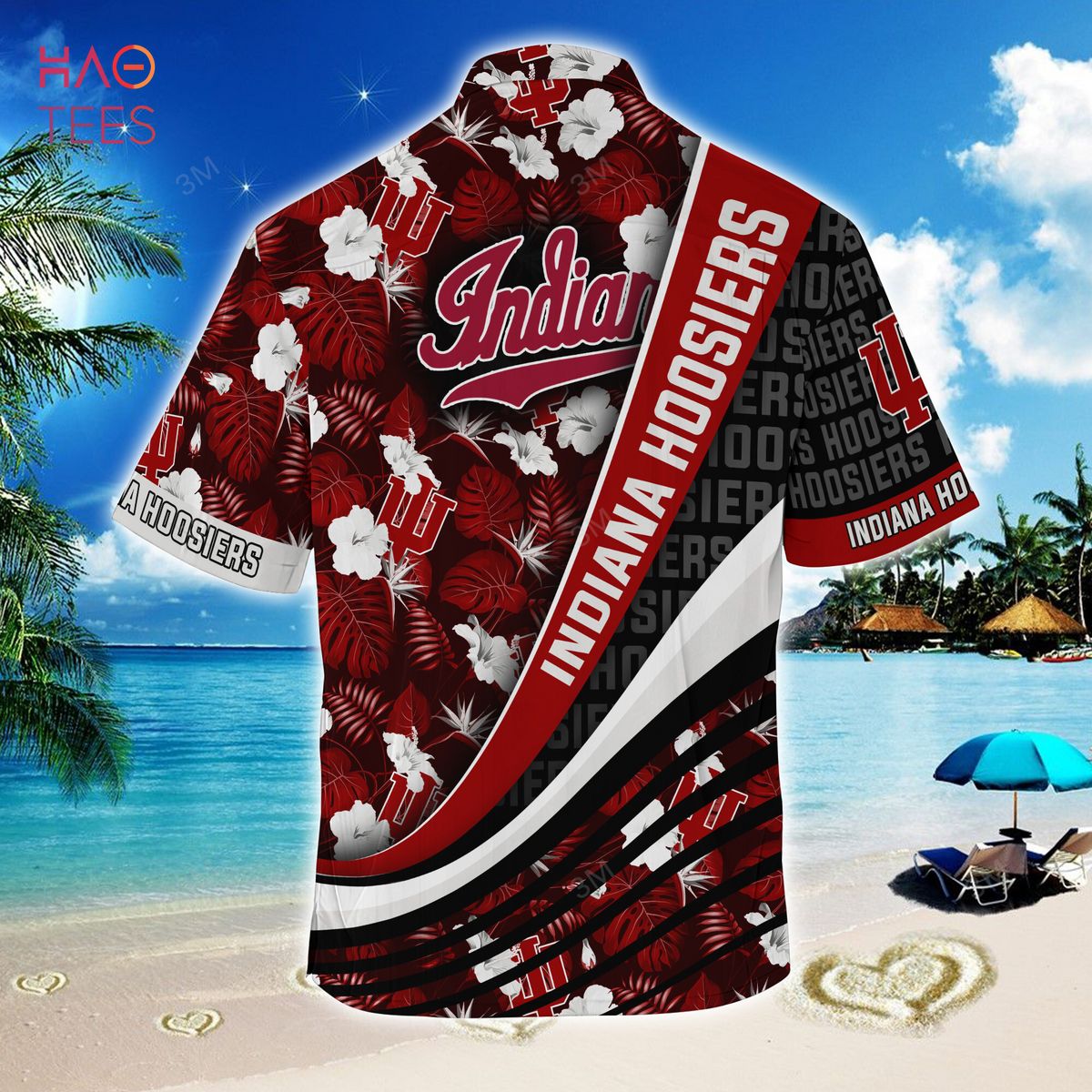 NCAA Indiana Hoosiers Crimson Black Hawaiian Shirt V2 - Perfect For Sports Enthusiasts