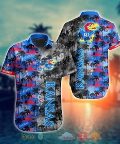 NCAA Kansas Jayhawks Coconut Hawaiian shirt, Short - Vibrant and Stunning Coconut Tree Design for Jayhawks Fans