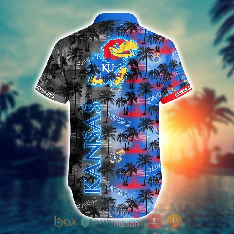 NCAA Kansas Jayhawks Coconut Hawaiian shirt, Short - Vibrant and Stunning Coconut Tree Design for Jayhawks Fans