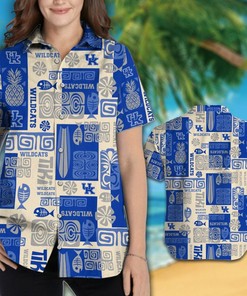NCAA Kentucky Wildcats Blue Creammy Hawaiian Shirt - Soft and Comfortable Shirt Design for Wildcats Fans