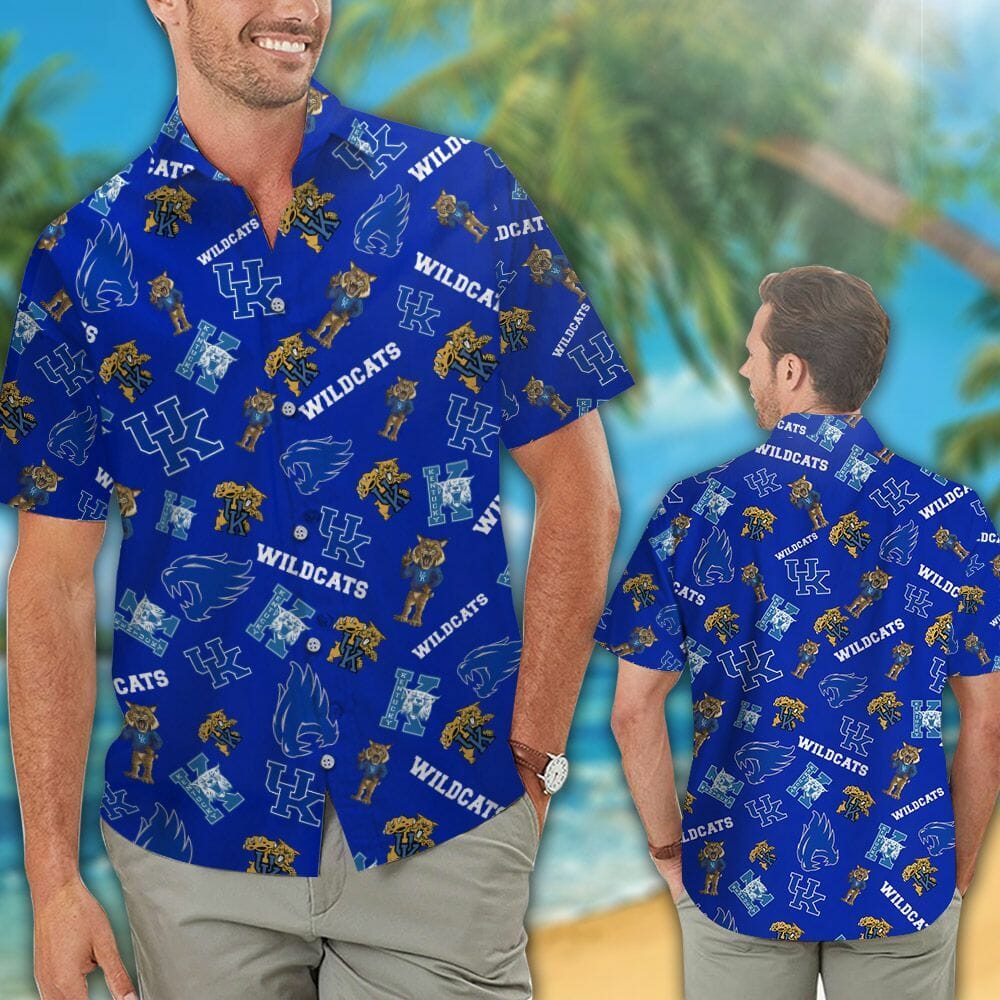 NCAA Kentucky Wildcats Blue Hawaiian Shirt - Classic and Timeless Shirt Design for Wildcats Fans with Blue Color Scheme.