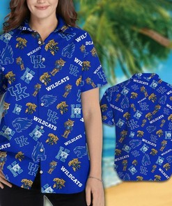 NCAA Kentucky Wildcats Blue Hawaiian Shirt - Classic and Timeless Shirt Design for Wildcats Fans with Blue Color Scheme.