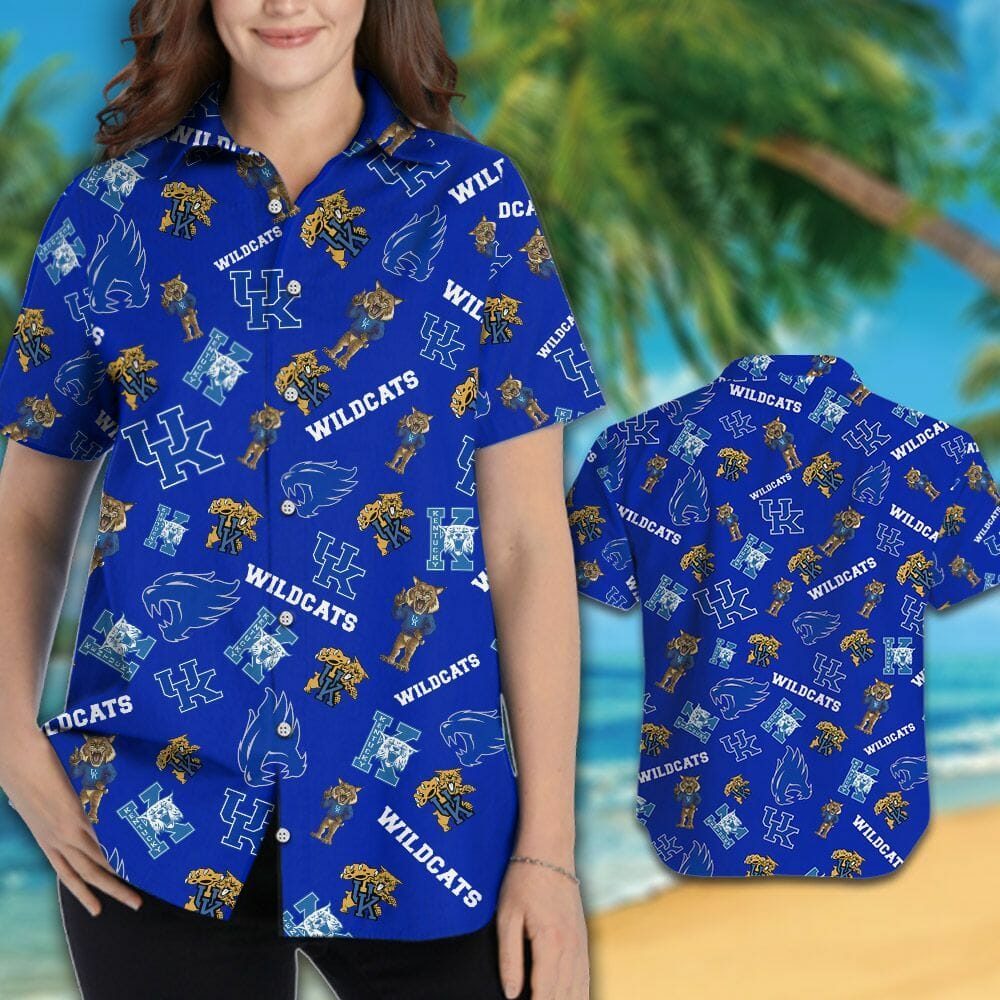 NCAA Kentucky Wildcats Blue Hawaiian Shirt - Classic and Timeless Shirt Design for Wildcats Fans with Blue Color Scheme.
