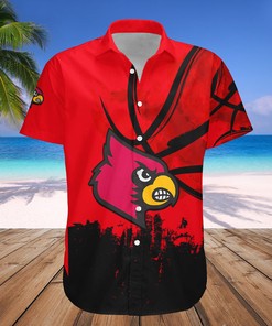 NCAA Louisville Cardinals Hawaiian Shirt with Custom Text and Number in Red and Black
