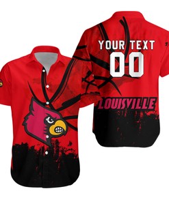 NCAA Louisville Cardinals Hawaiian Shirt with Custom Text and Number in Red and Black