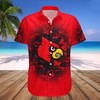 NCAA Louisville Cardinals V5 Custom Text and Number Red and Black Hawaiian Shirt