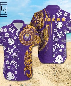 NCAA Lsu Tigers Samoan Floral Print Hawaiian Shirt for Men 