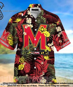 NCAA Maryland Terrapins Coconut Tree Red Yellow Hawaiian Shirt for Fans