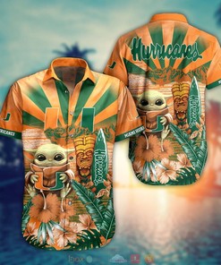 NCAA Miami Hurricanes Baby Yoda Hawaiian Shirt - A Fun Addition to Your Closet.