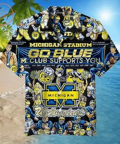 NCAA Michigan Wolverines Go Blue Club Hawaiian Shirt - Show Your Love for the Wolverines in Style.