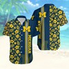 NCAA Michigan Wolverines Maize Flowers Blue Hawaiian Shirt - Stand Out in Style.
