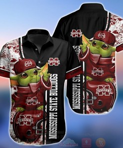 NCAA Mississippi State Bulldogs Baby Yoda Hawaiian Shirt - Adorable Hawaiian Shirt for Baby Yoda and Bulldogs Fans