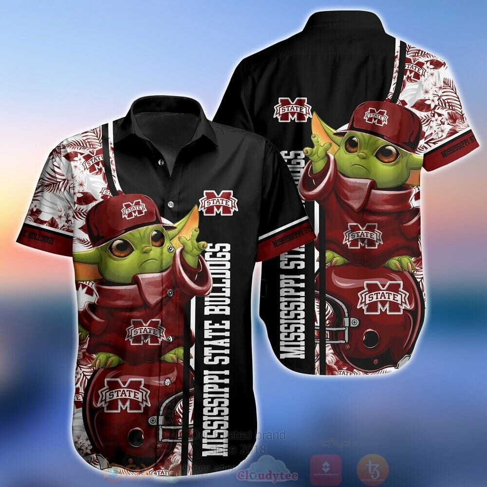 NCAA Mississippi State Bulldogs Baby Yoda Hawaiian Shirt - Adorable Hawaiian Shirt for Baby Yoda and Bulldogs Fans