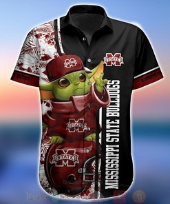 NCAA Mississippi State Bulldogs Baby Yoda Hawaiian Shirt - Adorable Hawaiian Shirt for Baby Yoda and Bulldogs Fans