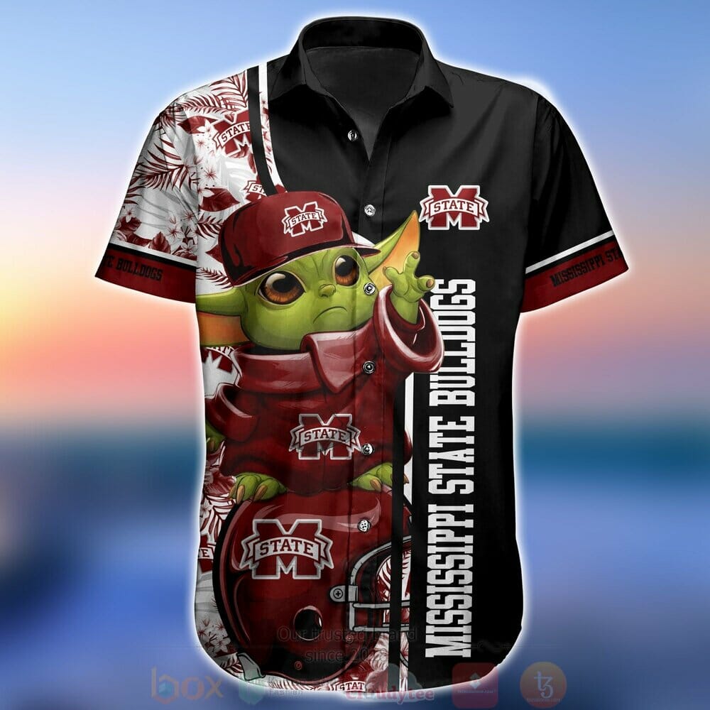 NCAA Mississippi State Bulldogs Baby Yoda Hawaiian Shirt - Adorable Hawaiian Shirt for Baby Yoda and Bulldogs Fans