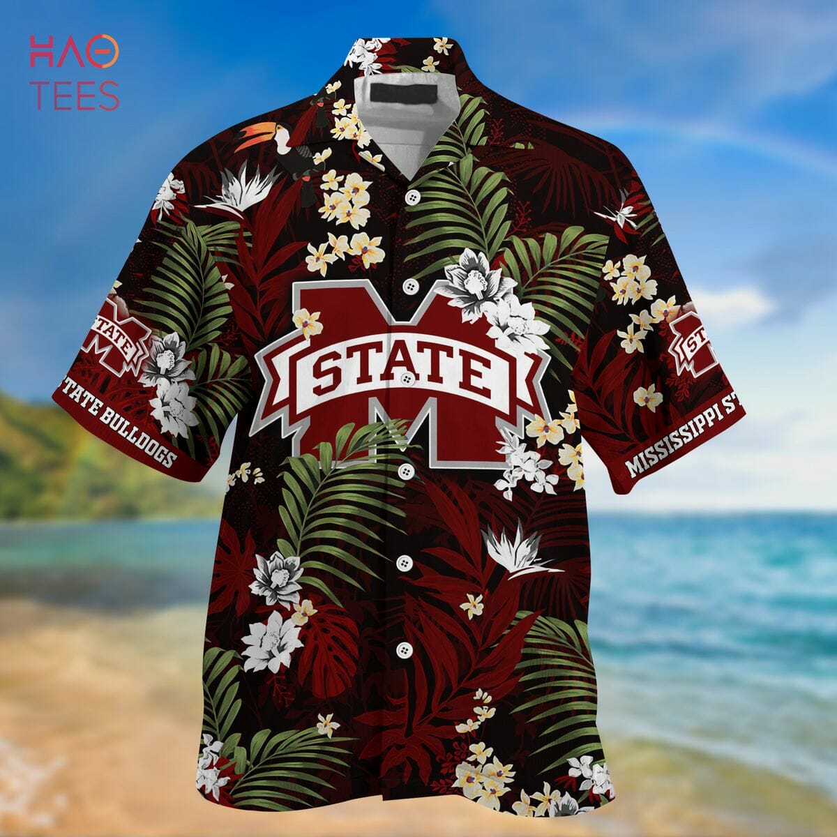 NCAA Mississippi State Bulldogs Maroon Green Hawaiian Shirt - Vibrant Colorful Hawaiian Shirt for Bulldogs Fans