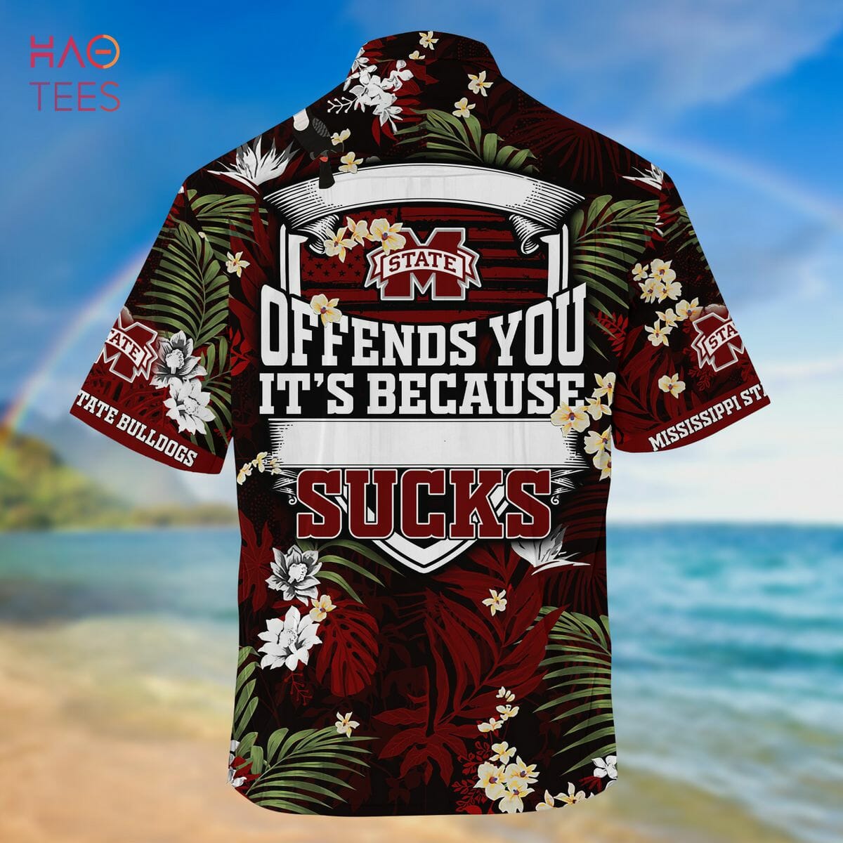 NCAA Mississippi State Bulldogs Maroon Green Hawaiian Shirt - Vibrant Colorful Hawaiian Shirt for Bulldogs Fans