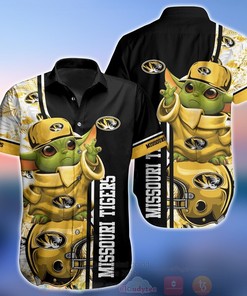 NCAA Missouri Tigers Baby Yoda Hawaiian Shirt - Cute and Adorable Shirt Design for Tigers Baby Yoda Fans