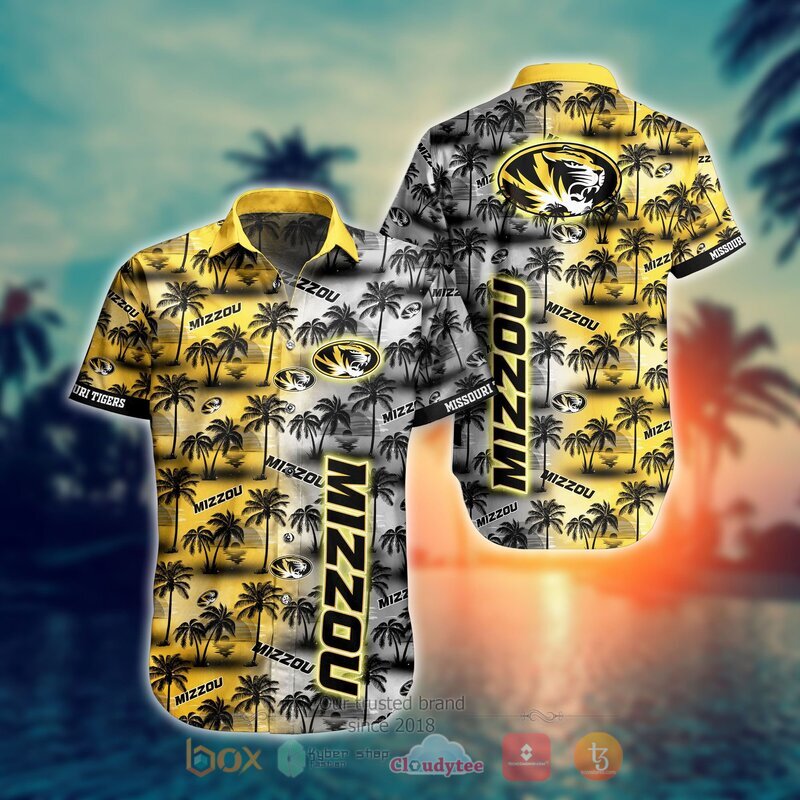 NCAA Missouri Tigers Coconut Tree Gold Hawaiian Shirt V2 - Vibrant and Stunning Gold Shirt Design for Tigers Fans