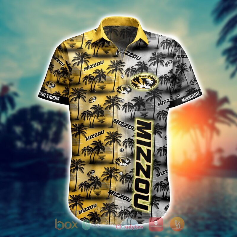 NCAA Missouri Tigers Coconut Tree Gold Hawaiian Shirt V2 - Vibrant and Stunning Gold Shirt Design for Tigers Fans