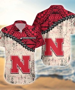 NCAA Nebraska Cornhuskers Red Cream Polynesian Hawaiian Shirt - A Unique Twist on Your Classic Hawaiian Shirt.