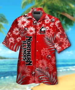NCAA Northern Illinois Huskies Flowers Red Hawaiian Shirt - Perfect for Supporting Your Team