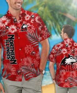 NCAA Northern Illinois Huskies Flowers Red Hawaiian Shirt - Perfect for Supporting Your Team