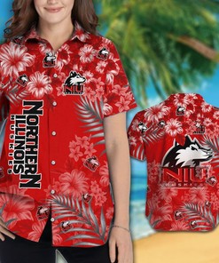 NCAA Northern Illinois Huskies Flowers Red Hawaiian Shirt - Perfect for Supporting Your Team