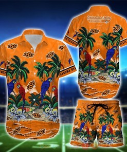 NCAA Oklahoma State Cowboys Parrot Hawaiian Shirt, Short 
