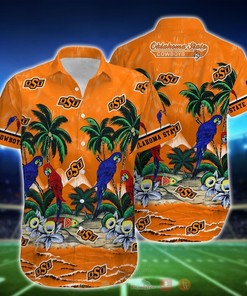 NCAA Oklahoma State Cowboys Parrot Hawaiian Shirt, Short
