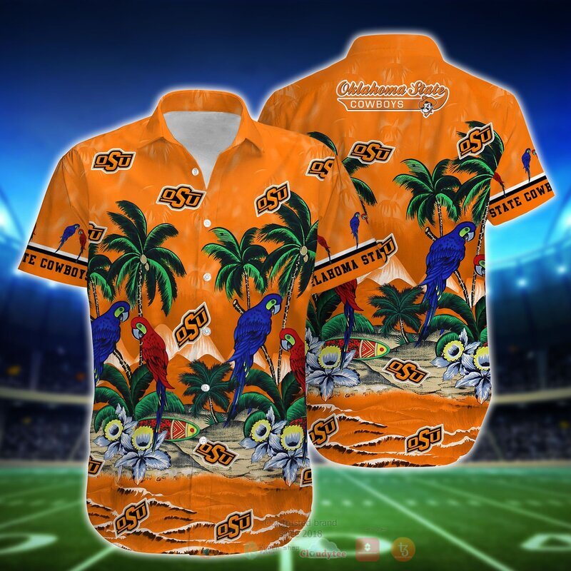 NCAA Oklahoma State Cowboys Parrot Hawaiian Shirt, Short