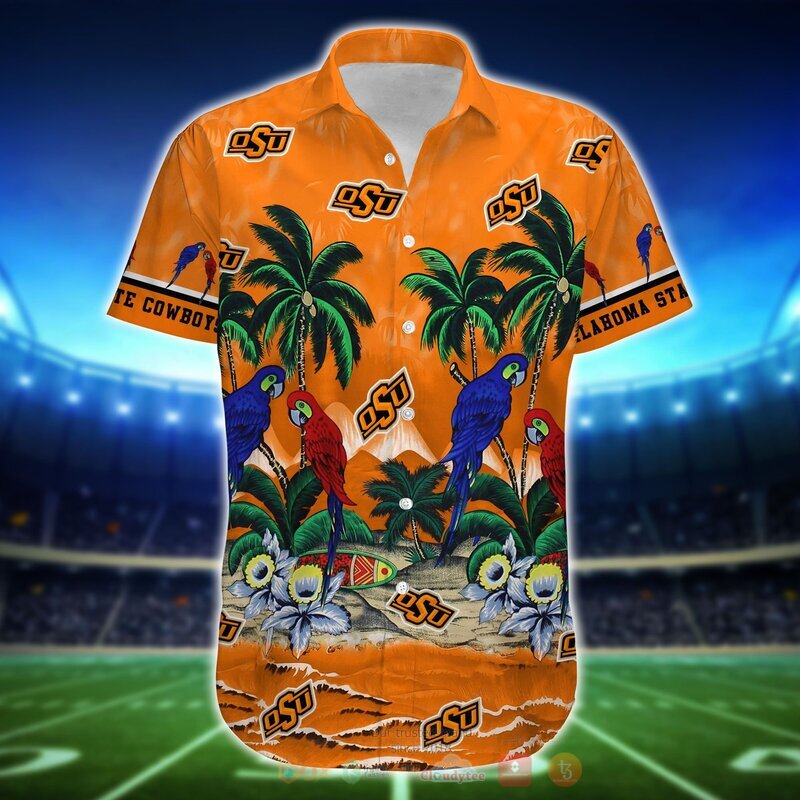 NCAA Oklahoma State Cowboys Parrot Hawaiian Shirt, Short