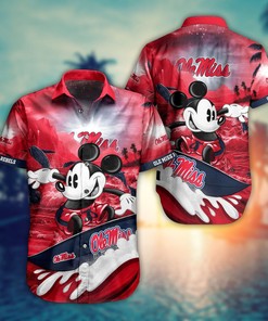 NCAA Ole Miss Rebels Mickey Mouse Hawaiian Shirt, Fun Gift for Men and Women
