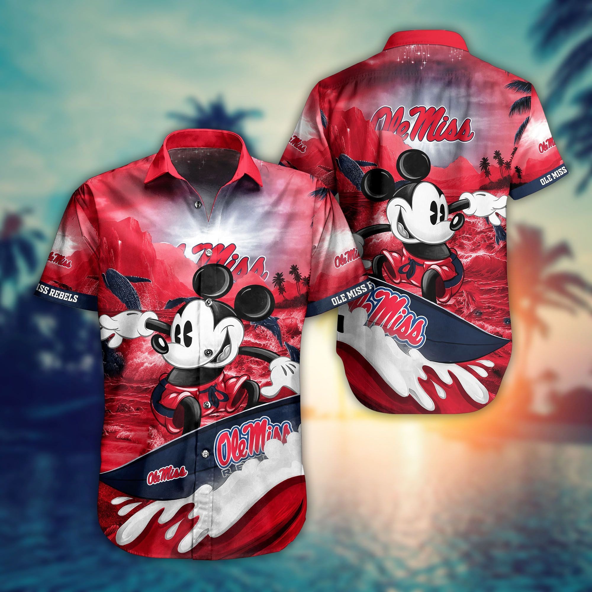 NCAA Ole Miss Rebels Mickey Mouse Hawaiian Shirt, Fun Gift for Men and Women
