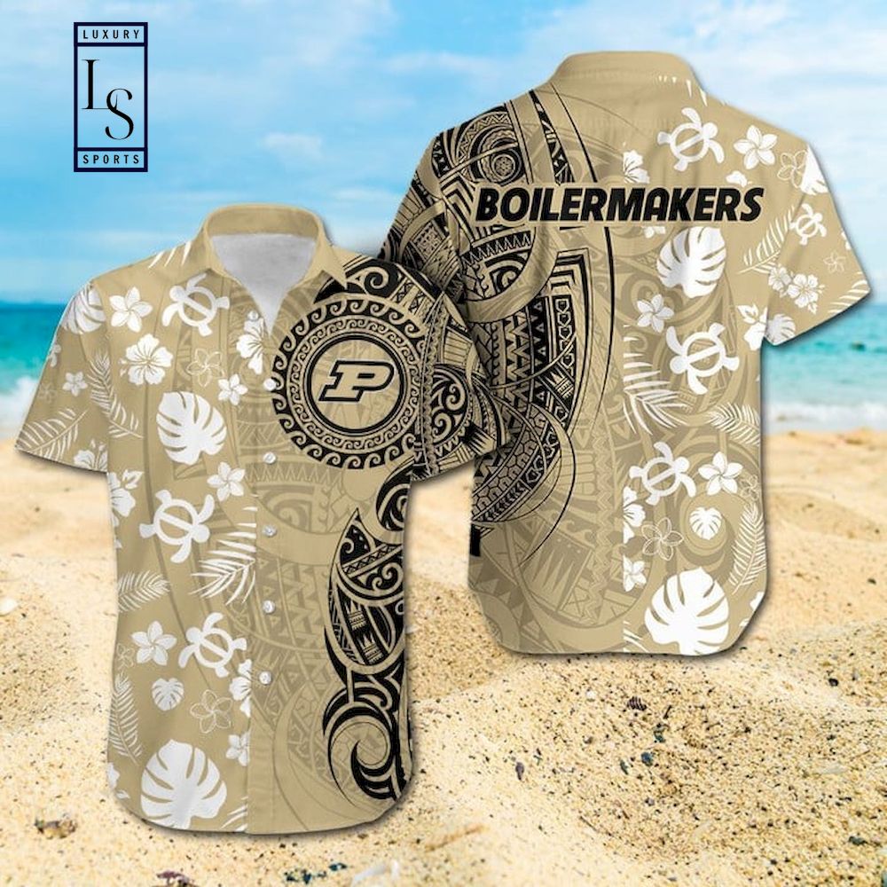 NCAA Purdue Boilermakers Samoan Print Hawaiian Shirt - Show Your Boilermaker Spirit in Style