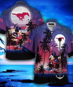 NCAA SMU Mustangs Moon And Stars Night Hawaiian Shirt - Perfect for Game Day or Any Day