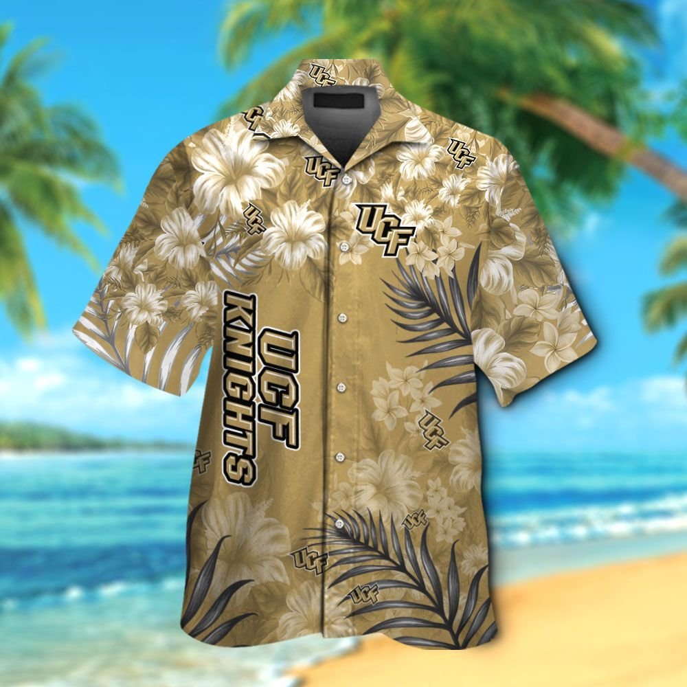 NCAA UCF Knights Gold Flowers Hawaiian Shirt - Perfect for Sports Enthusiasts