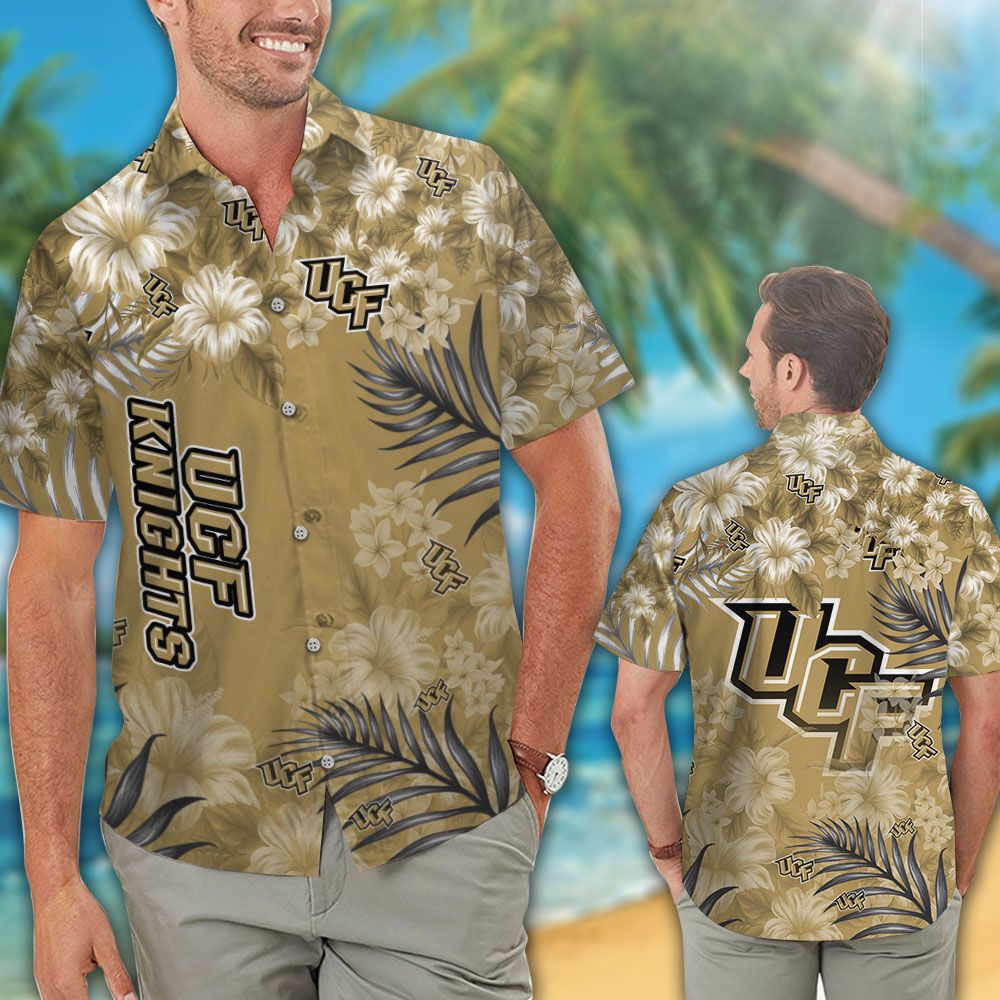 NCAA UCF Knights Gold Flowers Hawaiian Shirt - Perfect for Sports Enthusiasts