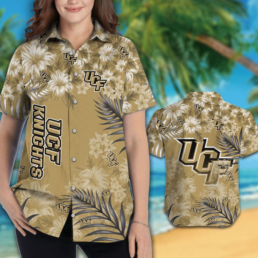 NCAA UCF Knights Gold Flowers Hawaiian Shirt - Perfect for Sports Enthusiasts
