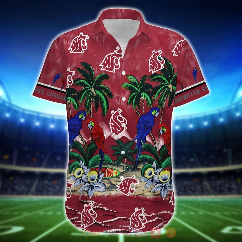 NCAA Washington State Cougars Parrot Hawaiian Shirt - Short for Fans