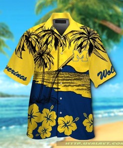 NEW Michigan Wolverines Hibiscus Hawaiian Shirt with Beach Short