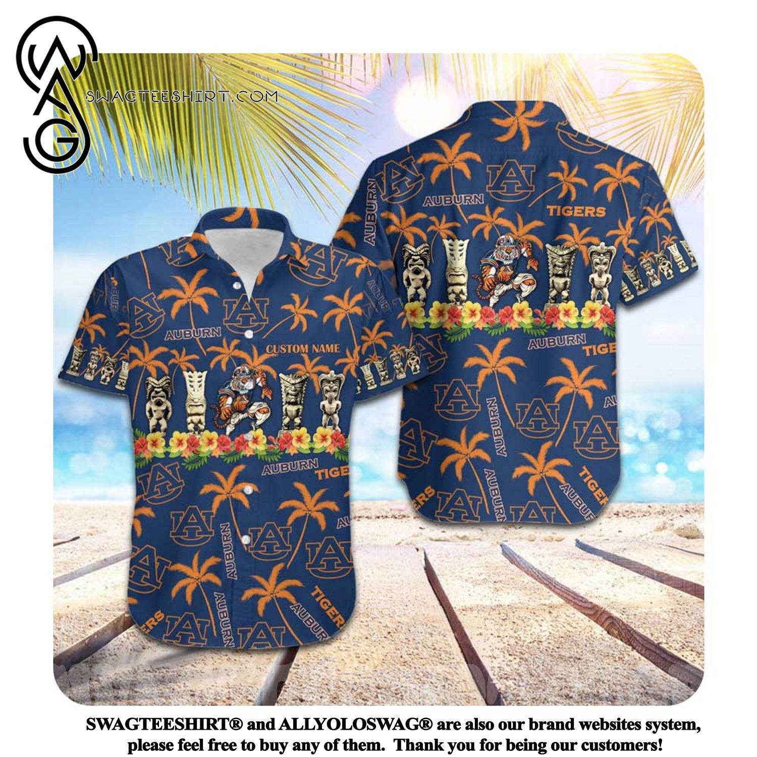NFL Auburn Tigers Custom Name Summer Hawaiian Shirt for Men and Women