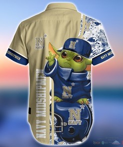 Navy Midshipmen Baby Yoda NCAA Hawaiian Shirt and Shorts Set for Men and Women